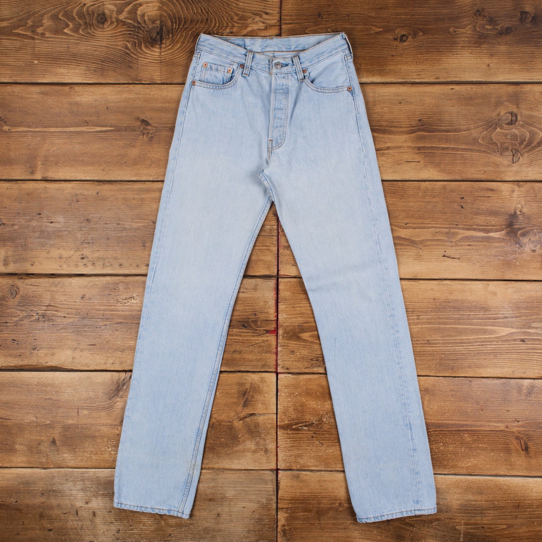 Vintage Levis 501 Jeans 28 X 34 USA Made 90s Light Wash Etsy