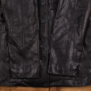 Vintage Adler Leather Jacket L Mob Blazer Car Coat Black Womens Button image 3