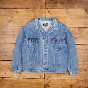 Vintage OshKosh Denim Jacket XL 90s Trucker USA Made Blue