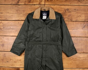 Vintage Woolrich Trench Coat S 90s USA Made Green Womens