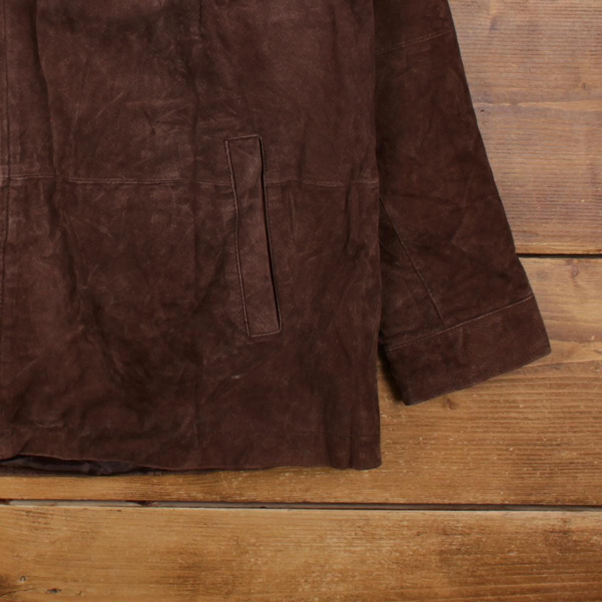 Veste En Cuir Daim Vintage Boston Harbour - Marron - Taille L - Style Bomber