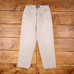 Vintage Tommy Hilfiger Chino Pants Trousers 32x30 Unisex Tapered Beige Cotton