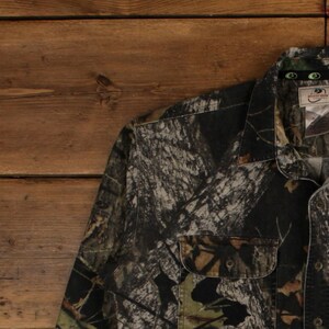 Vintage Mossy Oak Real Tree Shirt Button M Mens Long Sleeve Green Camouflage image 4