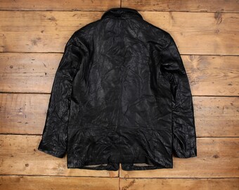 Vintage Nicole Miller Leather Jacket M 90s Car Coat Black - Etsy