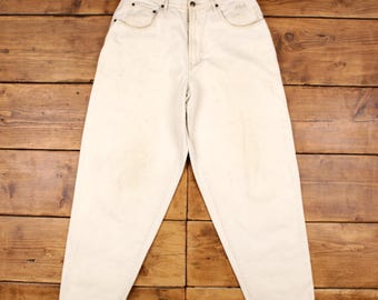 Vintage Fila Jeans Pants Trousers 32x32 90s Mens Tapered White Cotton