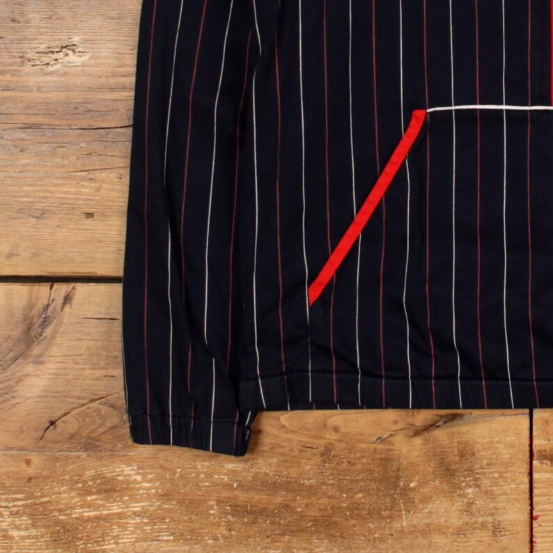 Chaqueta deportiva vintage Fila para mujer, años 90, azul, con raya diplomática y cremallera 1/4 imagen 6