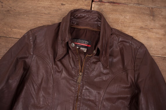 Vintage Brooks Leather Jacket Large Racer USA Made Talon Zip Brown