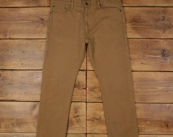 Levis 513 Jeans 38x30 Brown Slim Straight Cotton Twill Trousers Flat Denim