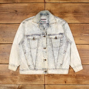 Vintage International Stefano Denim Jacket M Trucker Acid Wash Blue Womens