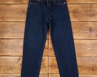 vintage Jeans Levis 513 36 x 34 délavage moyen droit denim bleu rouge