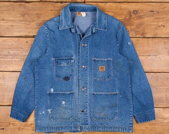 Vintage Big Ben Workwear Jacket XL 80s Barn Coat Denim Chore USA Made Blue