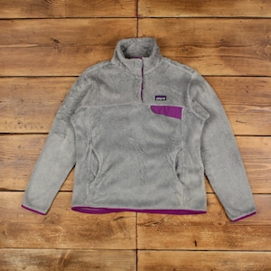 Vintage Patagonia Outdoor Jacket M Snap T Fleece Grey Womens