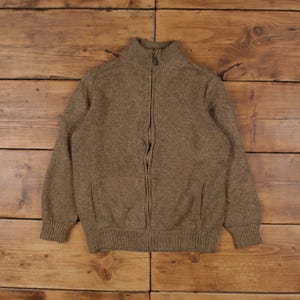 Vintage L.L. Bean Voll-Reißverschluss Taschen Strickjacke L 90er Jahre Distressed Womens Mock Neck