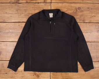 vintage L.L.Bean Sweat-shirt en polaire L Gorpcore Collared 1/4 Zip Homme Noir