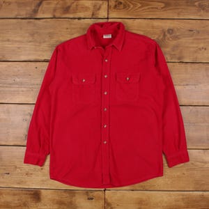 Vintage Five Brother Chamois Shirt Button L Tall Mens Long Sleeve Red Solid