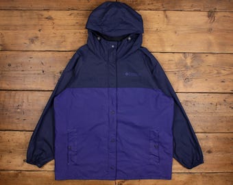 ヴィンテージ コロンビア ウィンドブレーカー ジャケット XL アウトドア ワックスコーティング パープル レディース