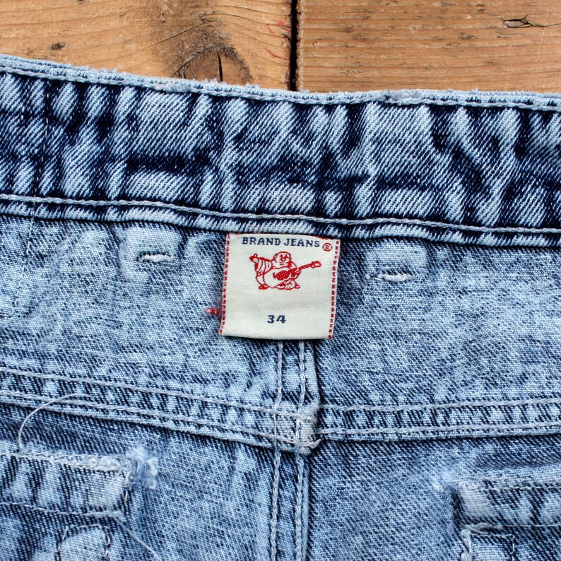 True Religion Y2k Jeans 34x32 Blue Straight Faded Distressed Acid Wash Denim image 3