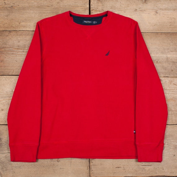 Mens Vintage Nautica Red Round Neck 
