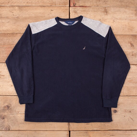 Mens Vintage Nautica Navy Blue Crew 