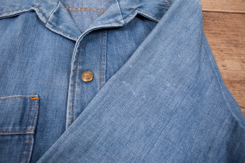 Mens\u2019s Vintage Lee Set 70s Blue Denim Workwear Hippie Jacket M 38 R10074