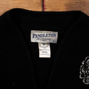 Vintage Pendleton Shacket Jacket M 90s Embroidered Floral Black Womens image 3