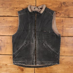 Gilet de travail Wolverine pour homme, taille M, gris, doublé polaire, style années 2000.