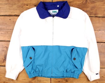 Veste coupe-vent London Fog vintage M 90s Color Block bleu
