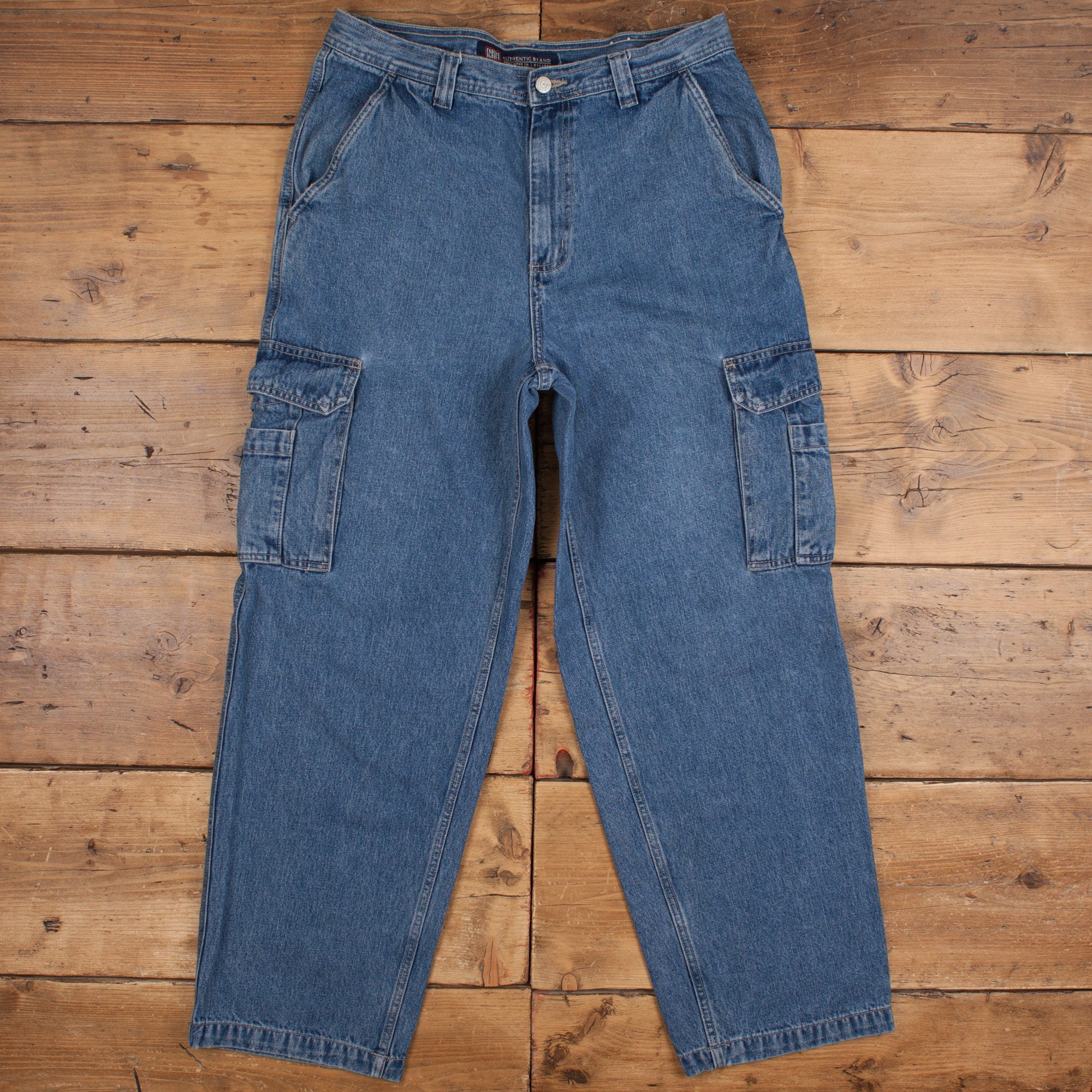 Vintage Faded Glory Jeans Pantalones Pantalones 33x31 90s Cargo Hombres Tapered Azul Etsy Espana