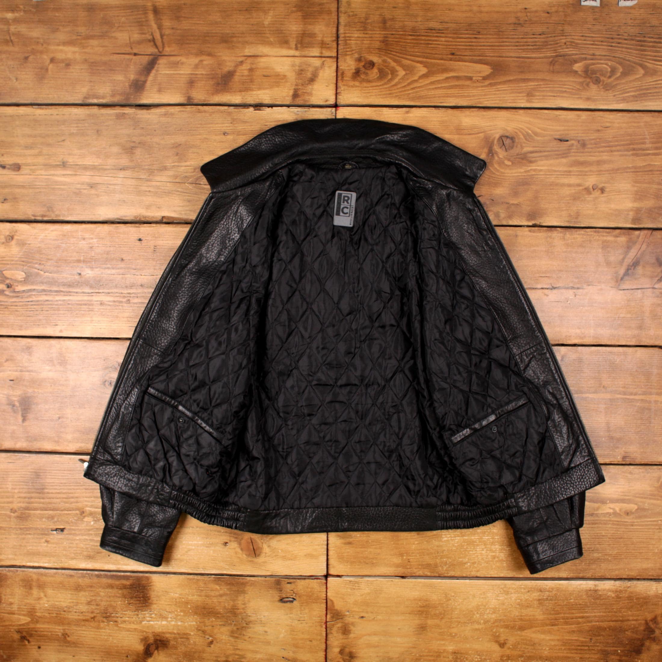 Comstock 本革old leather bomber jacket Vintage Robert Comstock Leather Jacket L Bomber Black - Etsy