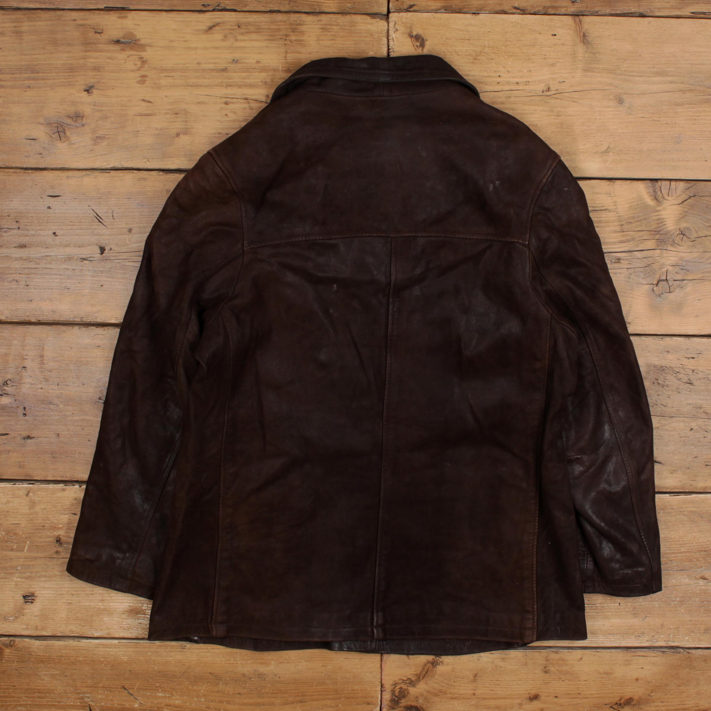 Vintage Wilsons Leather Jacket XL Car Coat Adventure Bound Brown