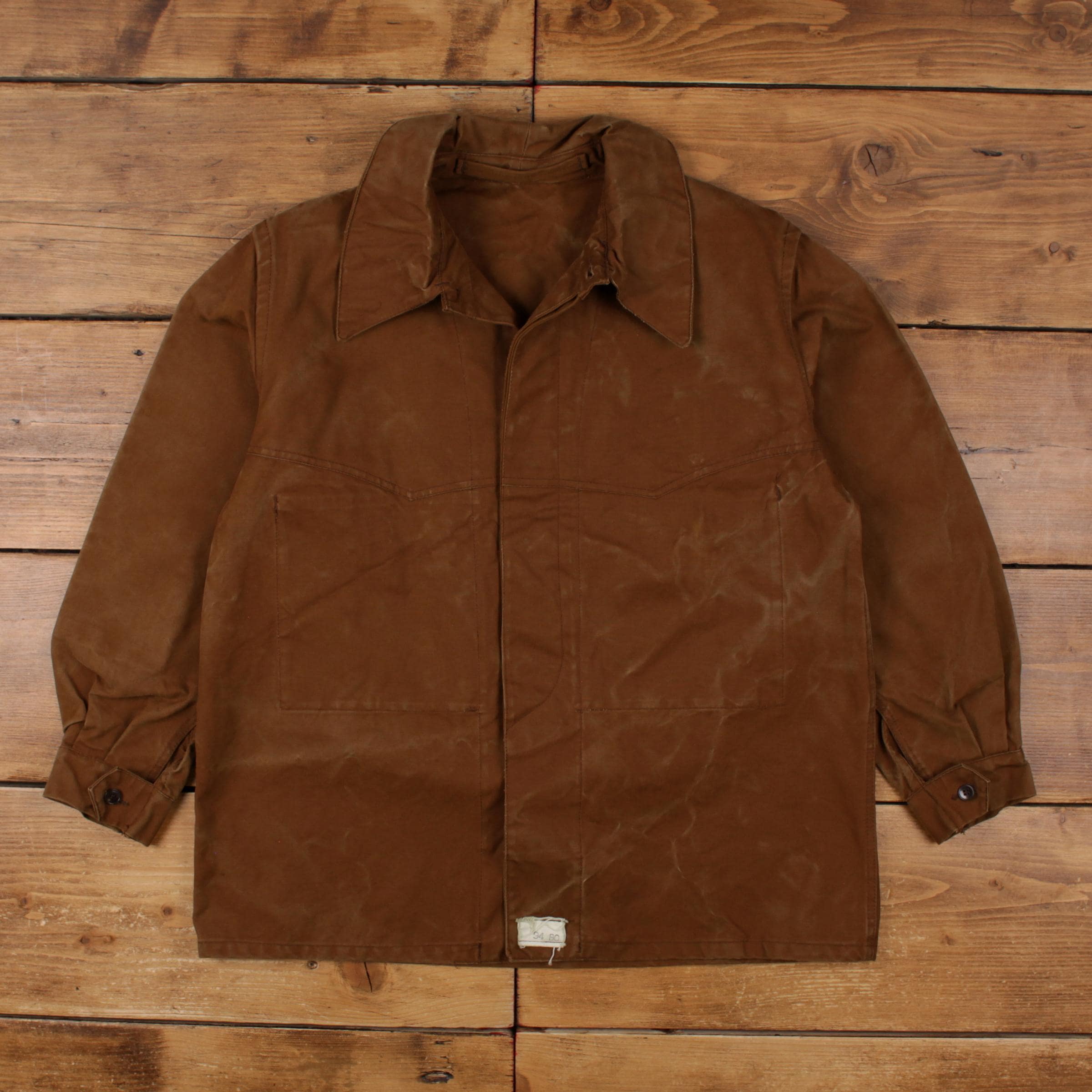 Vintage French Railway Workwear Jacket L Mens 50s Brown Canvas