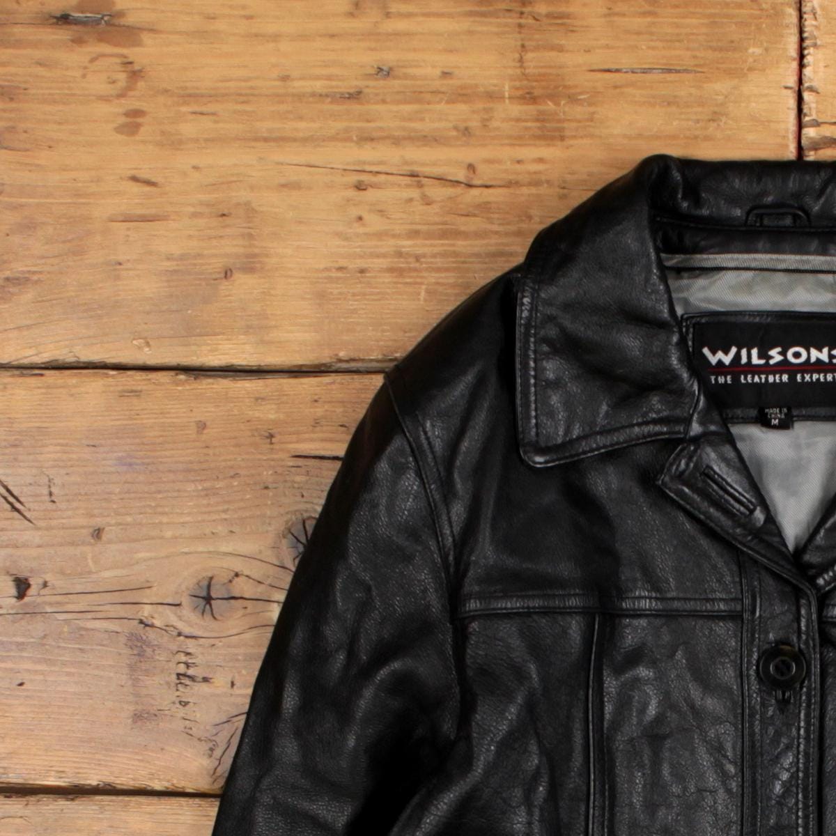 Veste Vintage En Cuir 100% Wilson's - Taille M, Marron - Occasion Très Bon état