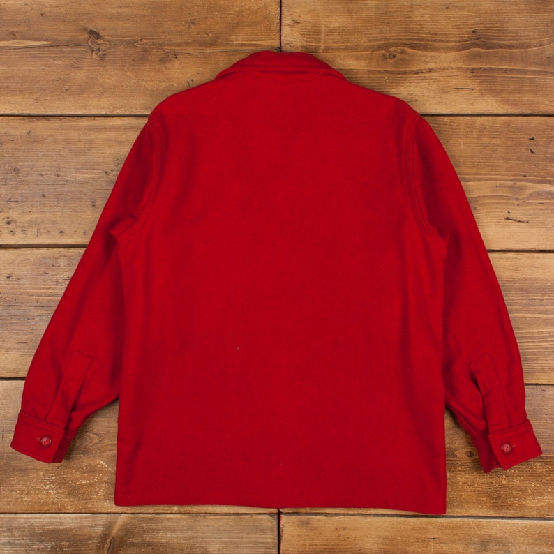 Vintage Outdoors Shirt Button S 50s Wool BSA Mens Long Sleeve Red Solid image 2