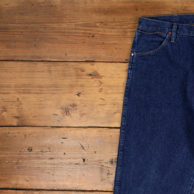 Wrangler Jeans 35x36 Azul Oscuro Lavado a la Piedra Corte Recto Cierre de Cremallera Estilo Western Denim imagen 6