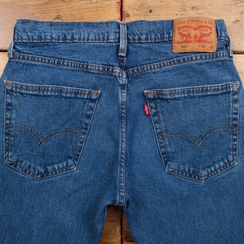 Vintage Levis 502 Jeans 30 x 32 Stonewash Tapered Blue Red Tab Denim image 9