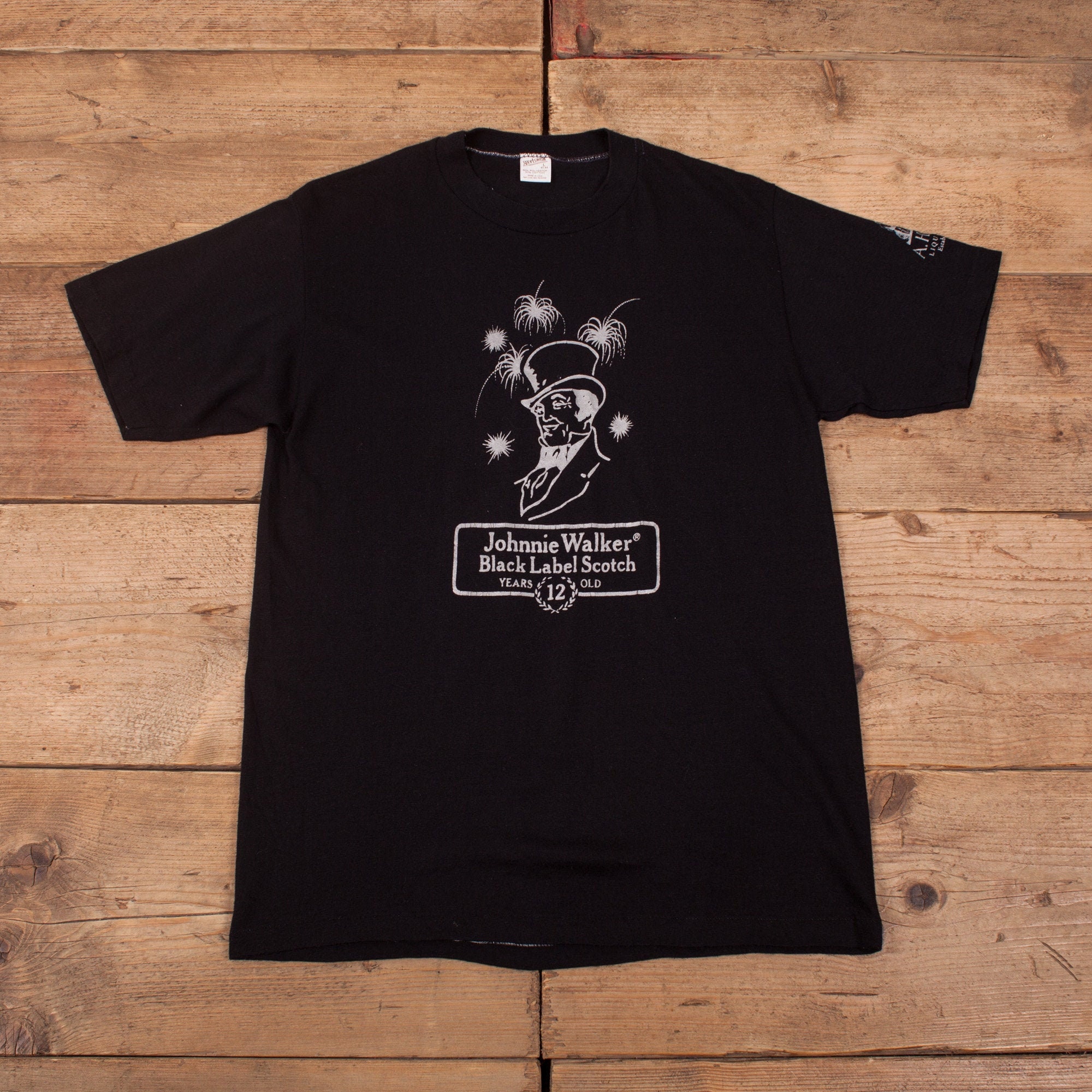 Image of Mens Vintage 80S Usa Single Stitch Johnnie Walker Graphic T-Shirt M 38" R18354