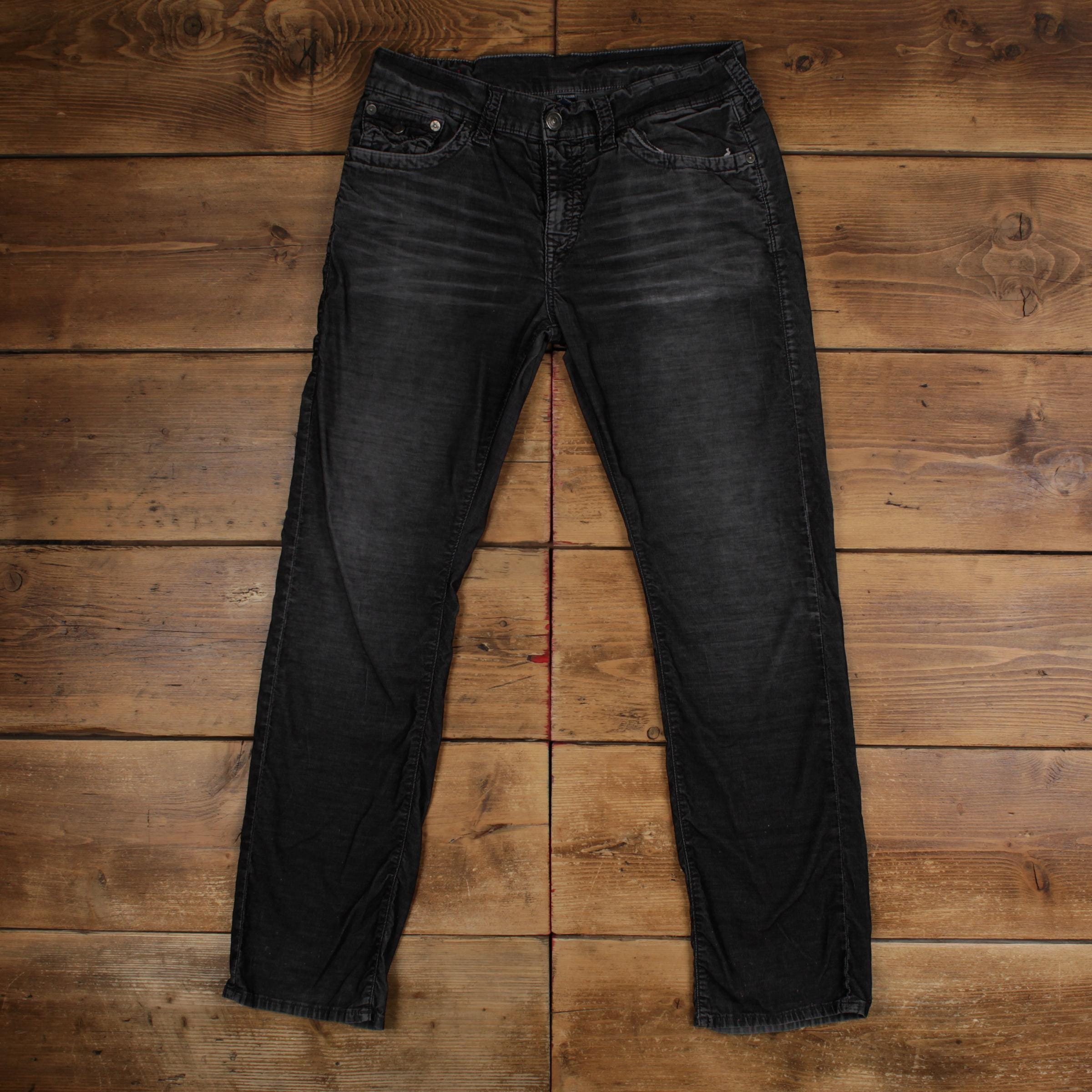 新品TRUE RELIGION ブラックストレートデニムパンツ 33インチ トゥルー
