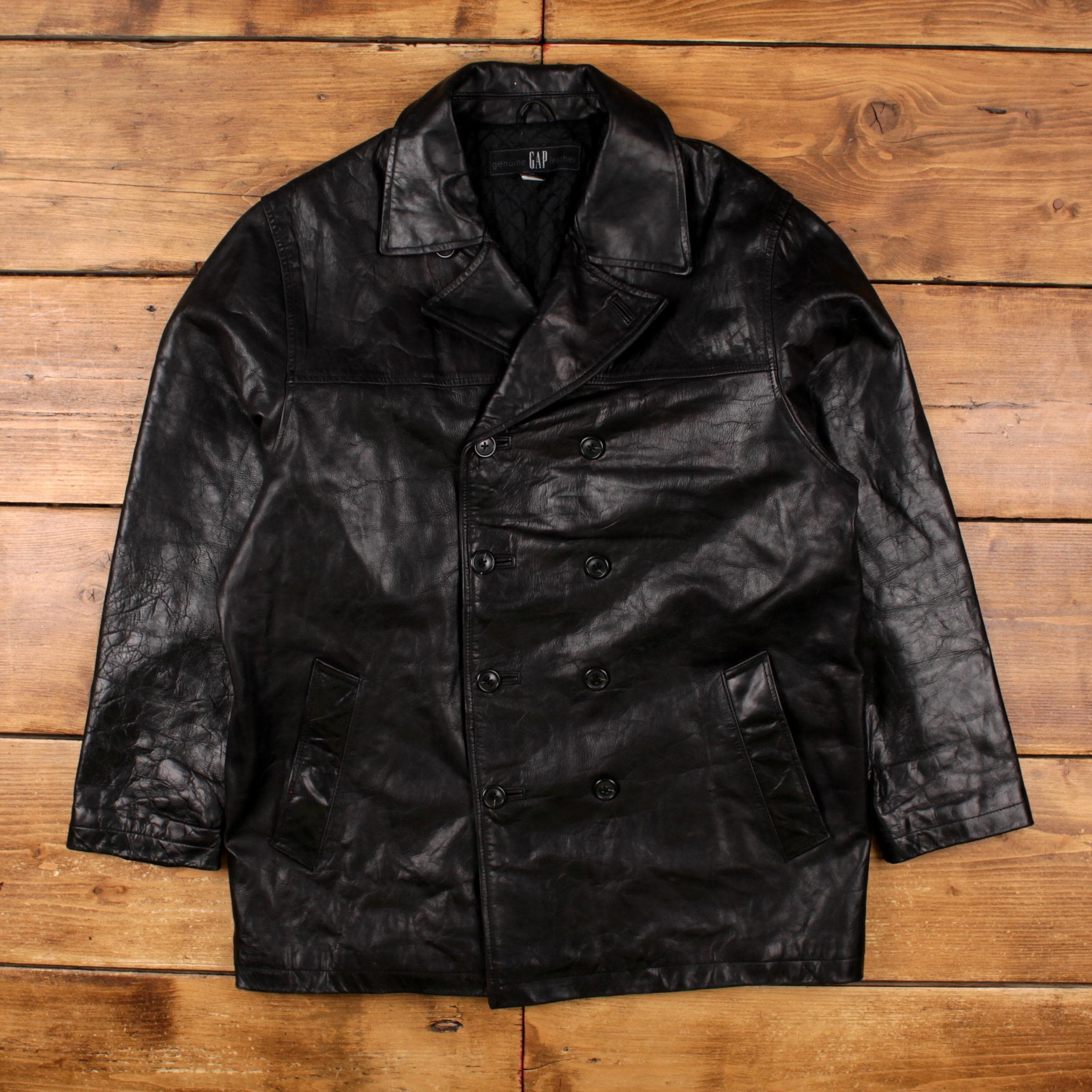 ジャケット・アウター 90s GAP leather coat 90s GAP オールドギャップ レザージャケット 本革 カーコート 黒