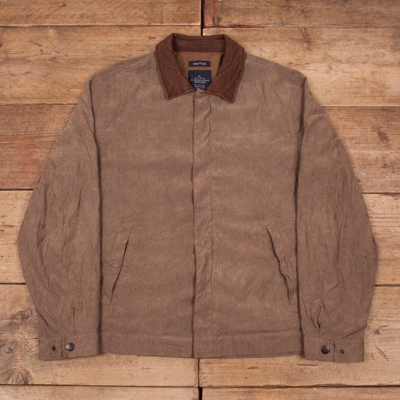 Mens Vintage Nautica Brown Lined Casual Windbreaker Jacket XL R14220