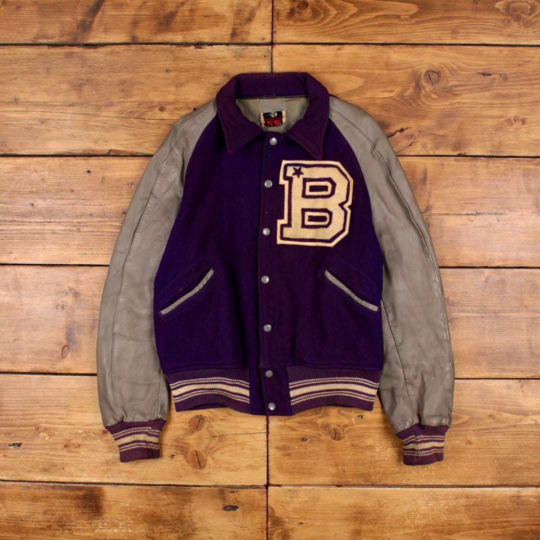 Vintage Holt's Sporting Goods Leather Jacket S 60s Letterman USA