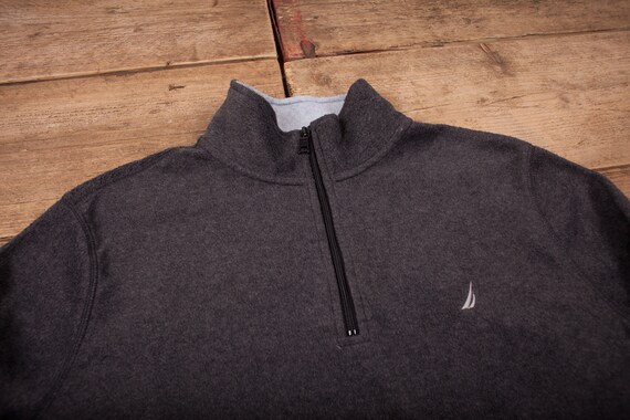 Mens Vintage Nautica Grey Quarter Zip 