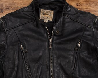 Vintage Wilsons Leather Jacket L 90s Open Road Cafe Racer