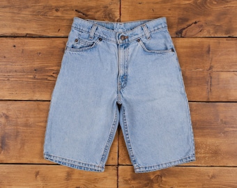 Vintage Levi's Denim Shorts 27 Levis 550 Hemmed USA Made 90s Jorts Womens Blue