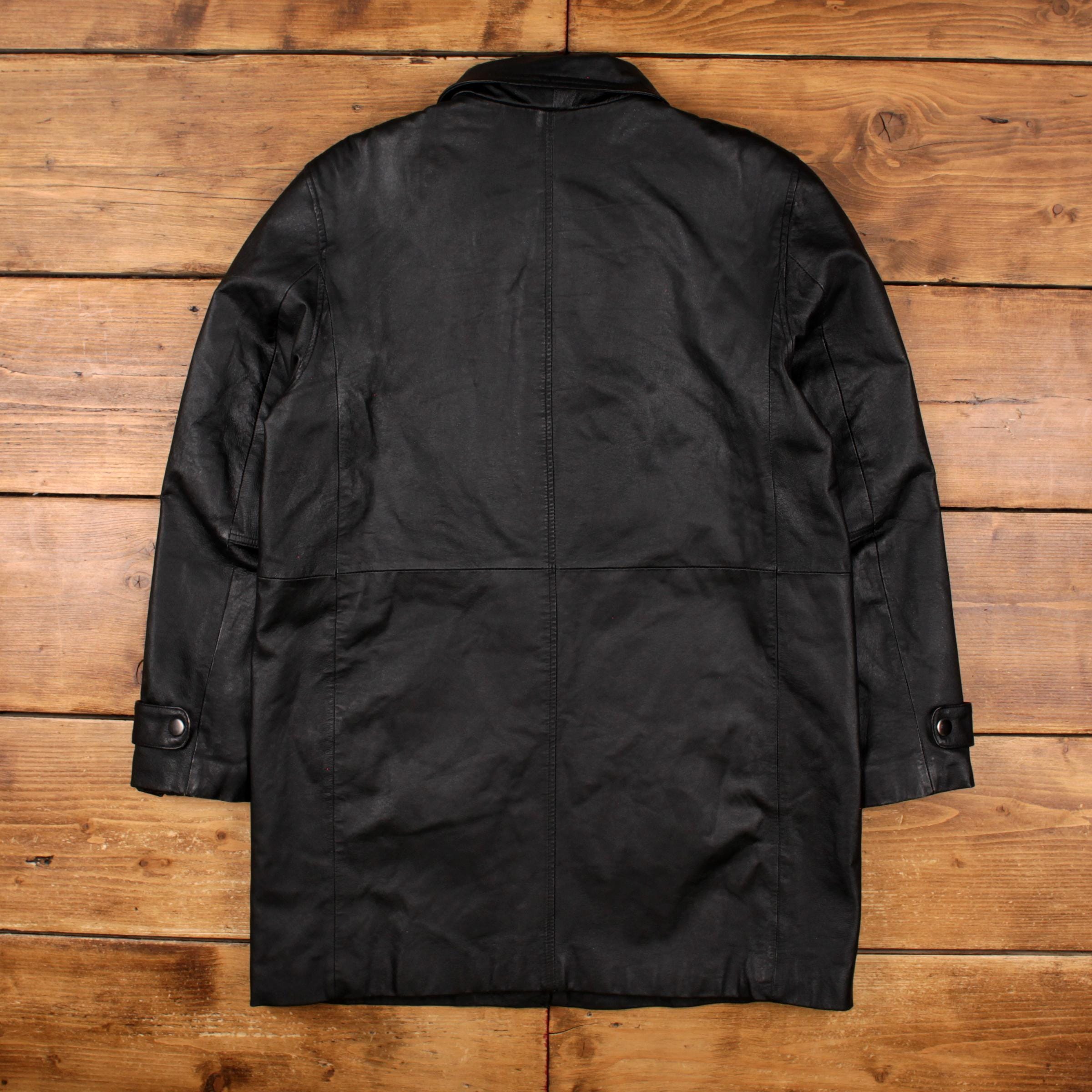 Vintage Jacqueline Ferrar Leather Jacket L Car Coat Snap Black