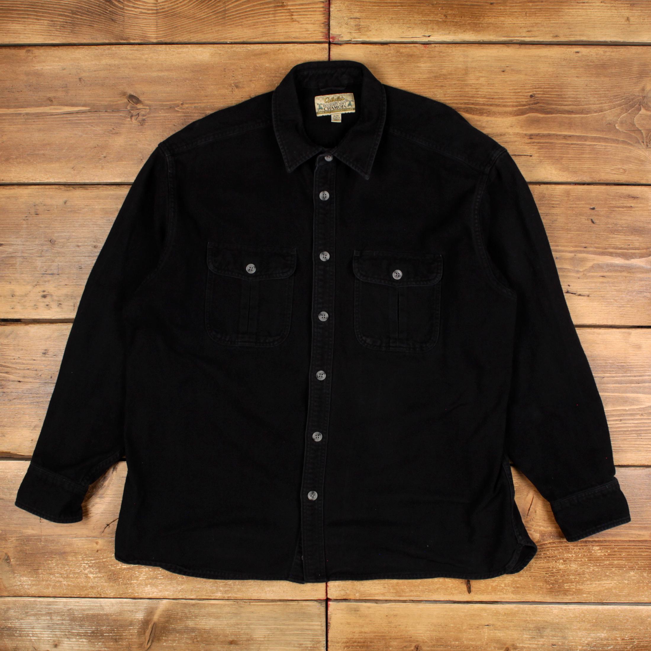 Vintage Cabela's Chamois Shirt Button XL Mens Long Sleeve Black Solid -  Etsy Canada
