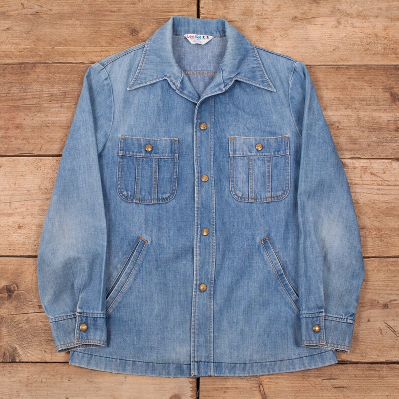 Mens\u2019s Vintage Lee Set 70s Blue Denim Workwear Hippie Jacket M 38 R10074