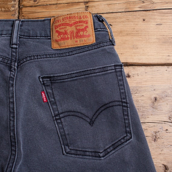 Vintage Levis 513 Jeans 28 X 26 Raw Hem Medium Wash Straight Grey