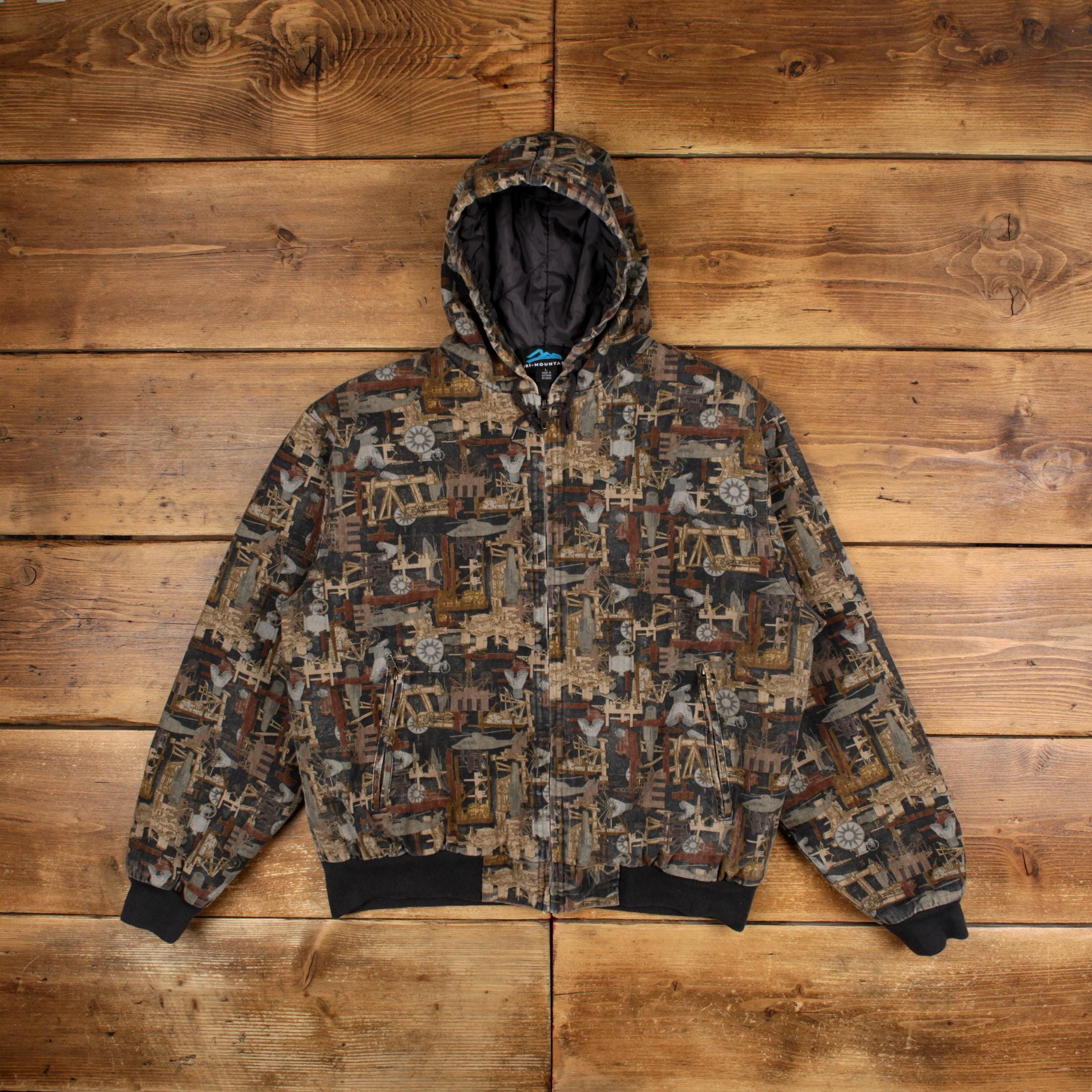 Vintage Tri Mountain Workwear Jacket L 90s Oil Field Camo