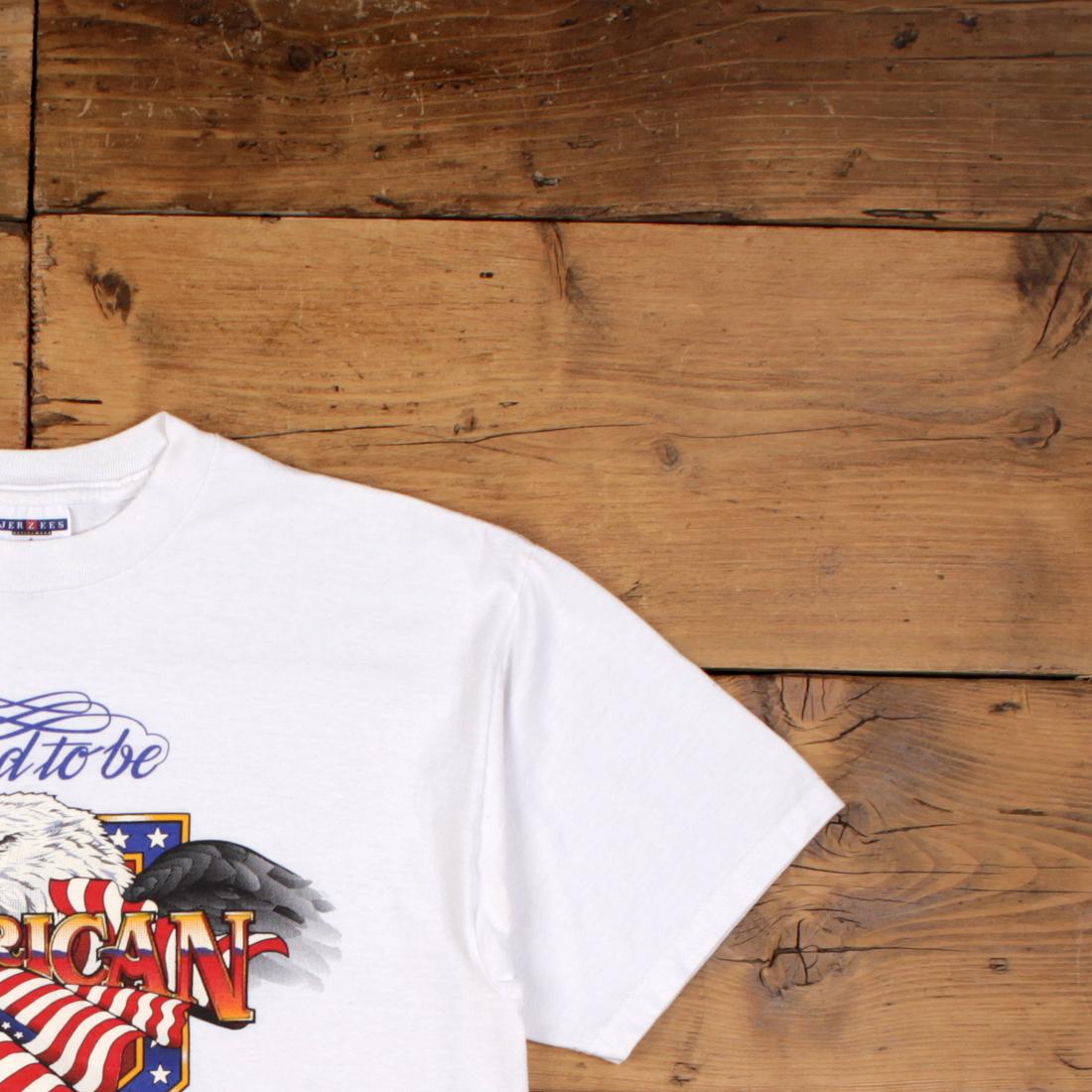 Vintage Jerzees Graphic T Shirt L 90s USA Made American USA Flag