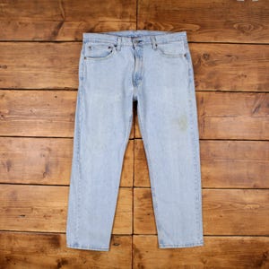 Vintage Levis 505 Jeans 36 x 28 Light Wash Straight Blue Red Tab Denim